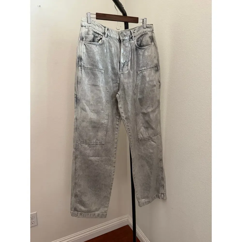 All saints Mia carpenter silver coated jeans sz 28 - Picture 4 of 8